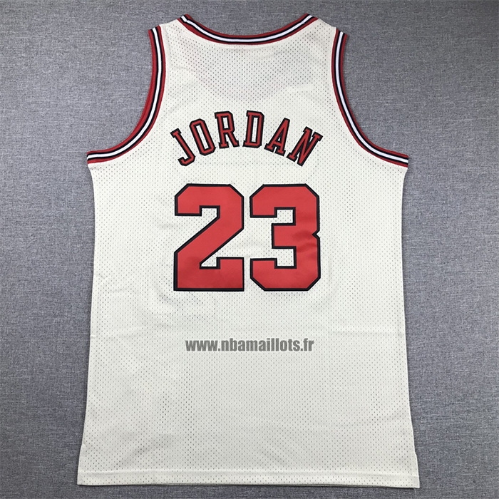 Maillot Chicago Bulls Michael Jordan NO 23 Mitchell & Ness Chainstitch Creme